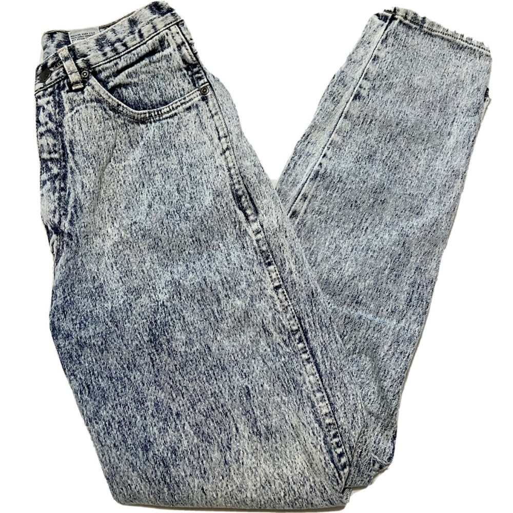 Vintage acid wash jeans kids 16 tall straight leg 80s Pure Jeanswear high rise